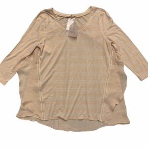 NWT HEM & THREAD DOWNEAST Raw Edge Ruffle Tee Top